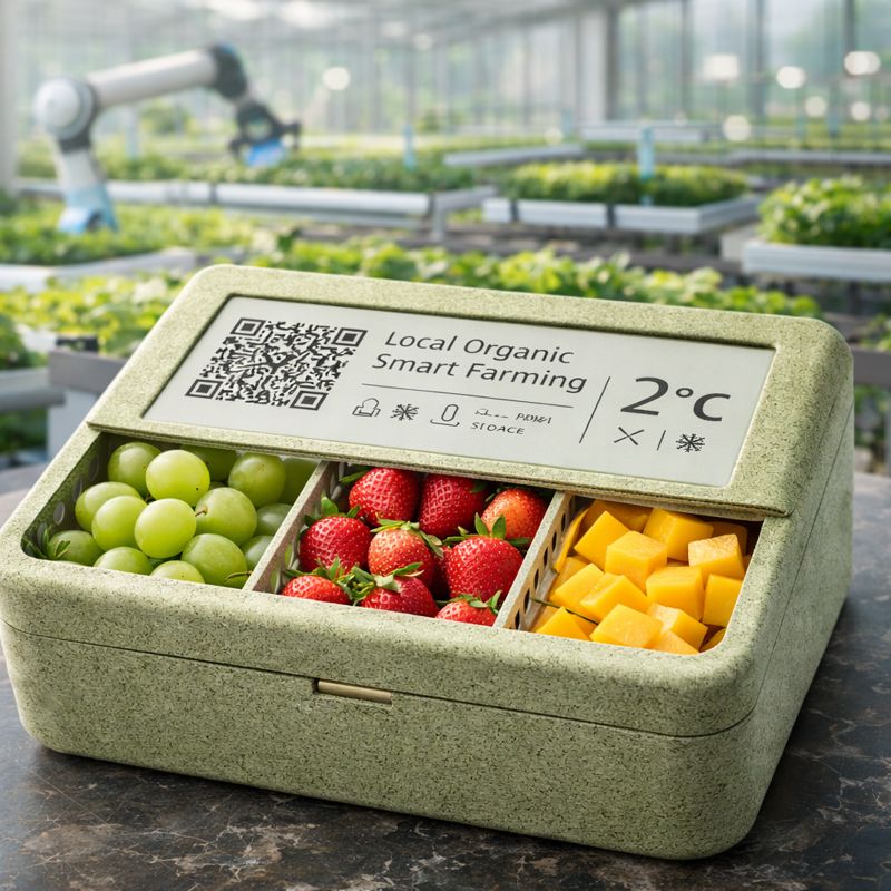 Concept Fruit box tương lai tích hợp công nghệ quản lý chuỗi cung ứng lạnh.